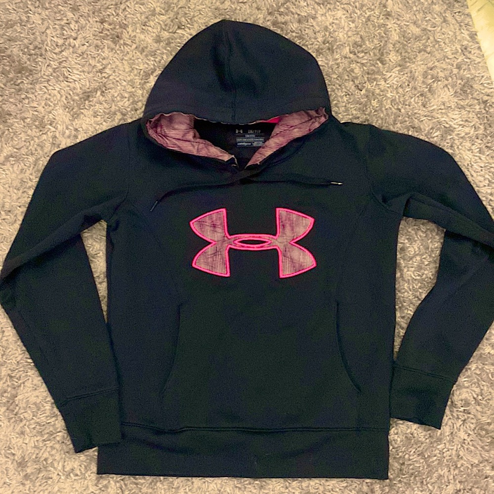 Blank and pink Under Armor hoodie. Size Small